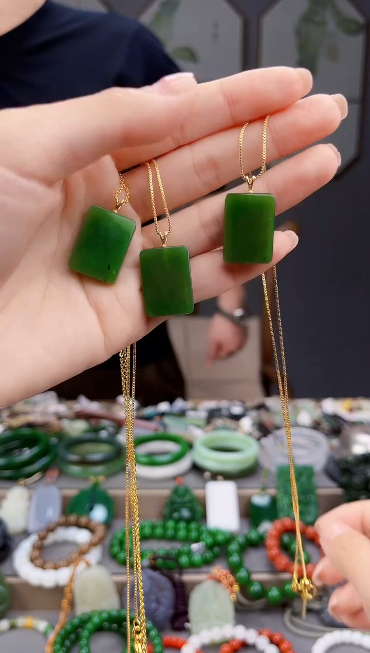 颈饰银S925镶嵌和田玉多样性发货拍一发一