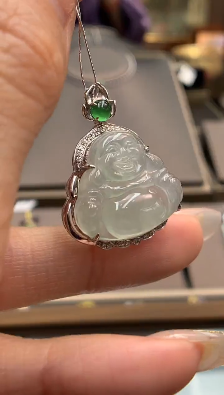【闪购商品】翡翠颈饰18K金镶嵌佛公