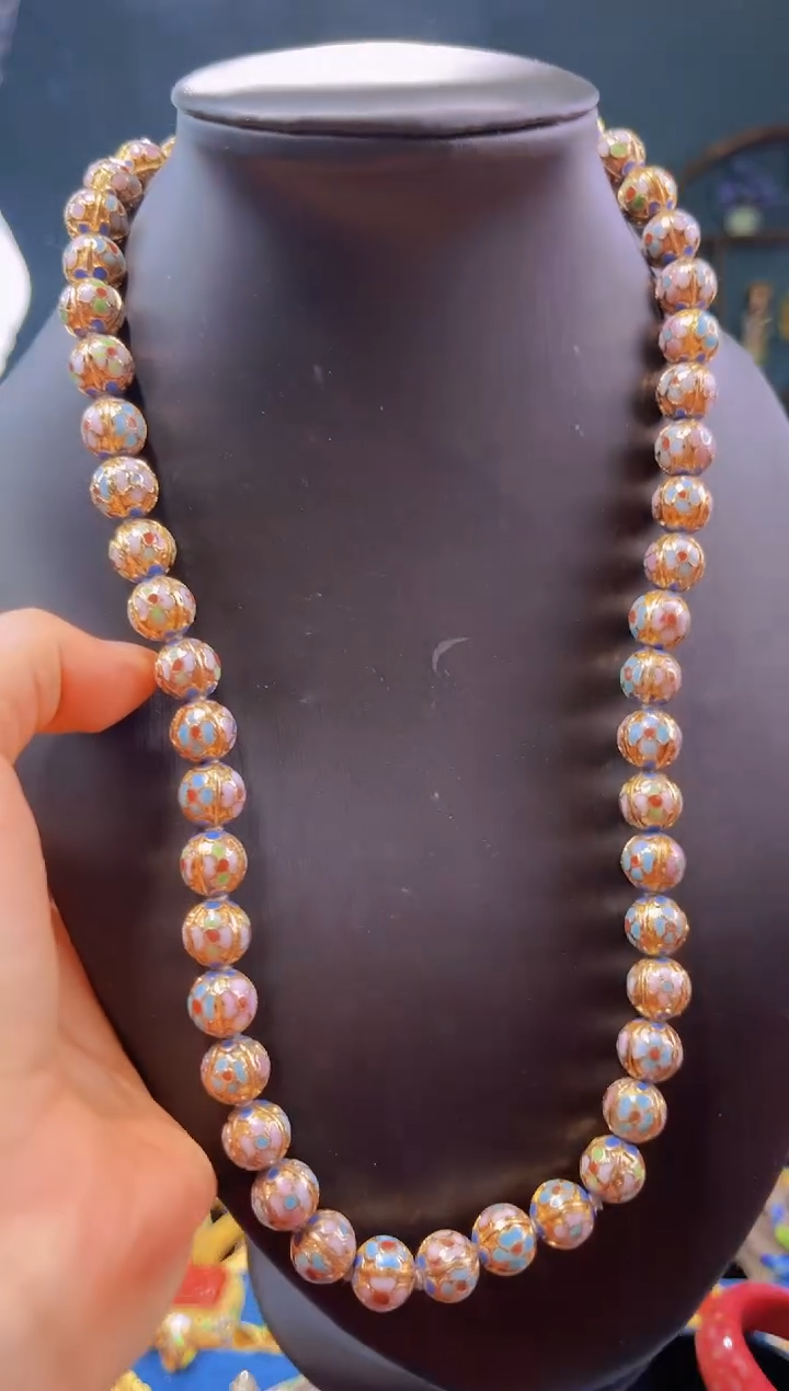 【闪购商品】非遗技艺 景泰蓝金地瓜棱1.0项链 蓝