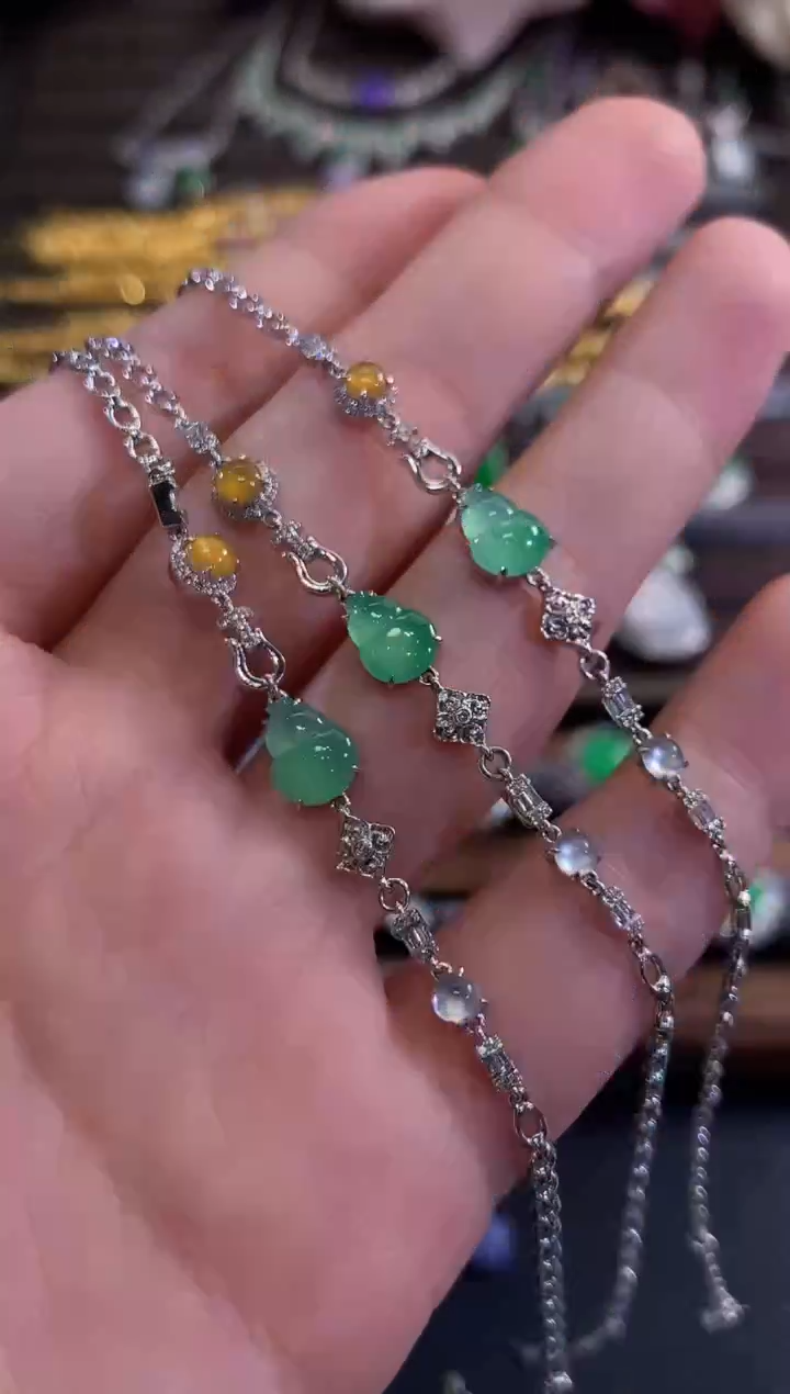 18K金镶嵌手链翡翠b75 多样性一件发货