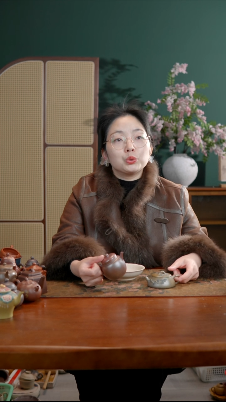 茶壶紫砂柴烧贴松石瓢壶