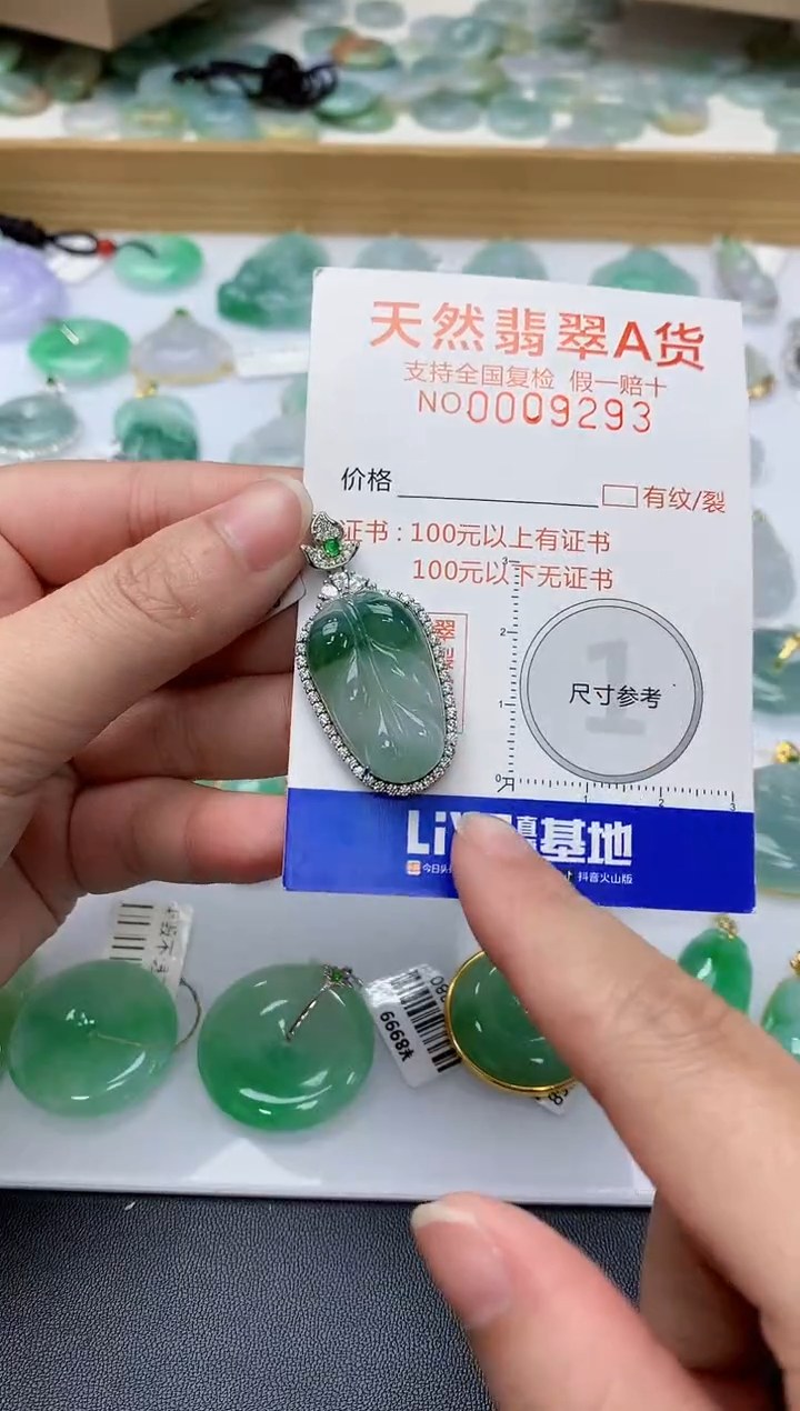颈饰银S925镶嵌翡翠天然A货