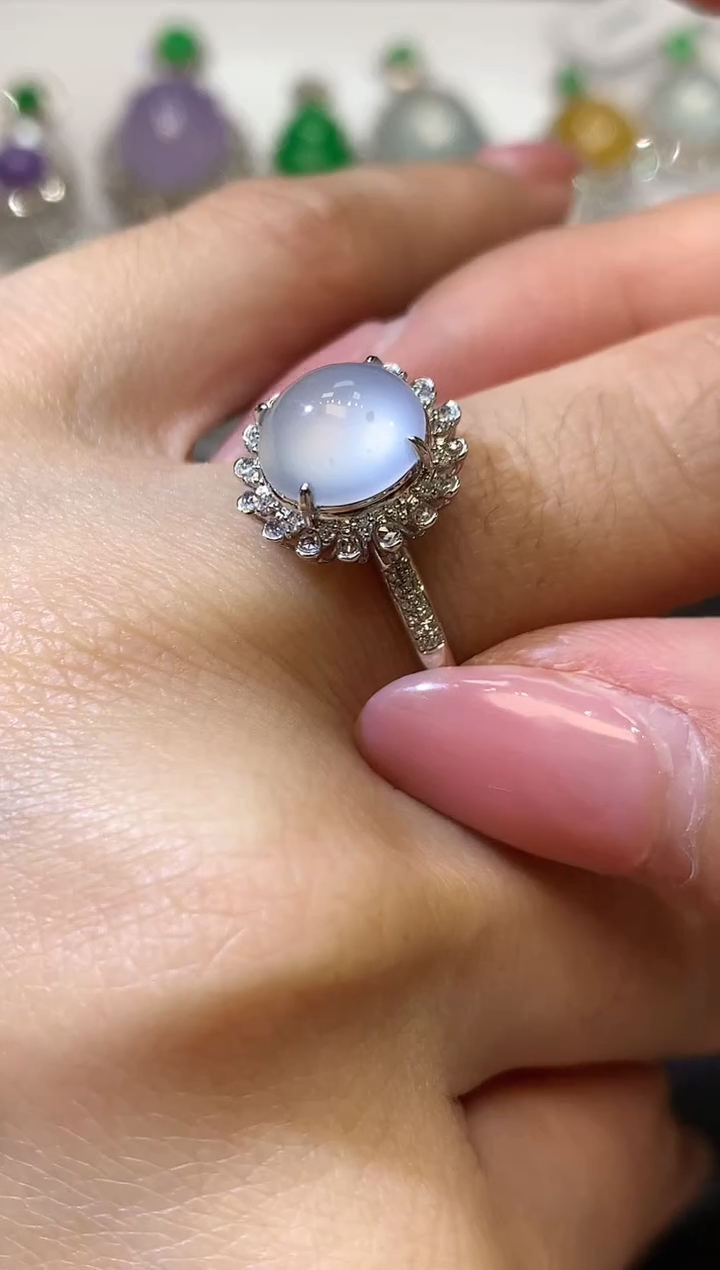 【闪购商品】翡翠戒指18K金镶嵌D15一件