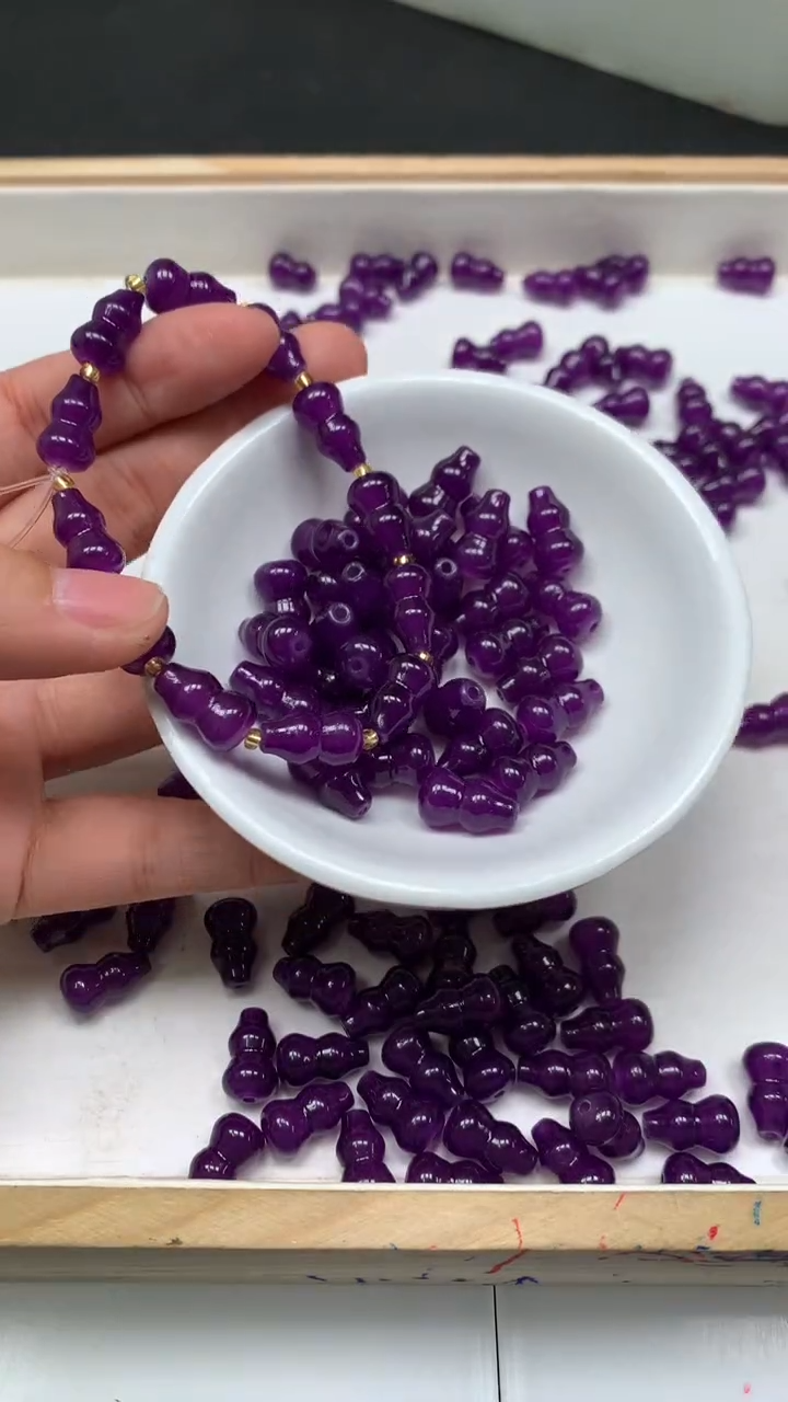 未镶嵌散珠玛瑙/玉髓E770 紫俱 来 葫芦8*14mm6个5.8元