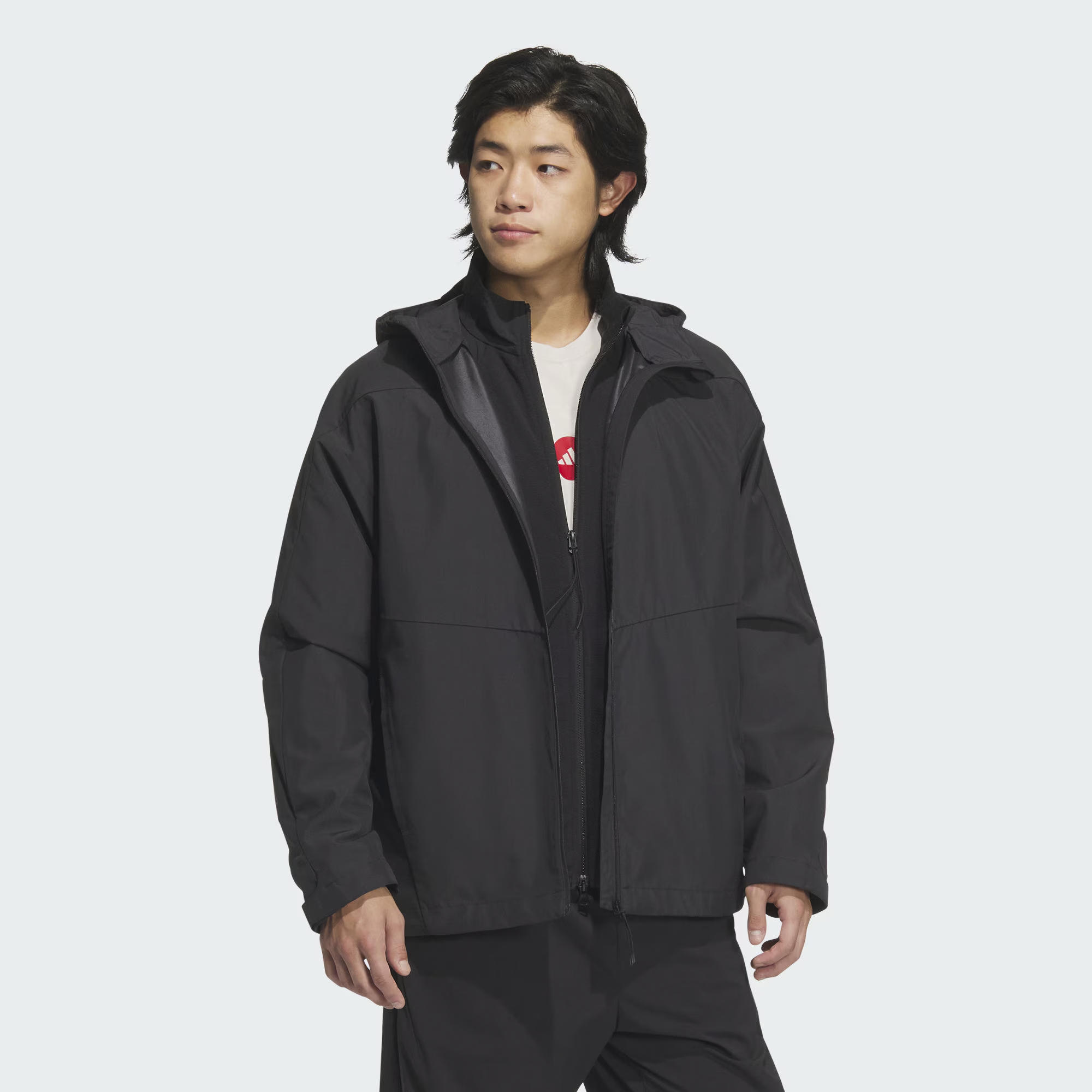 Adidas阿迪达斯男子户外拒水防泼三合一休闲连帽夹克外套JZ8399