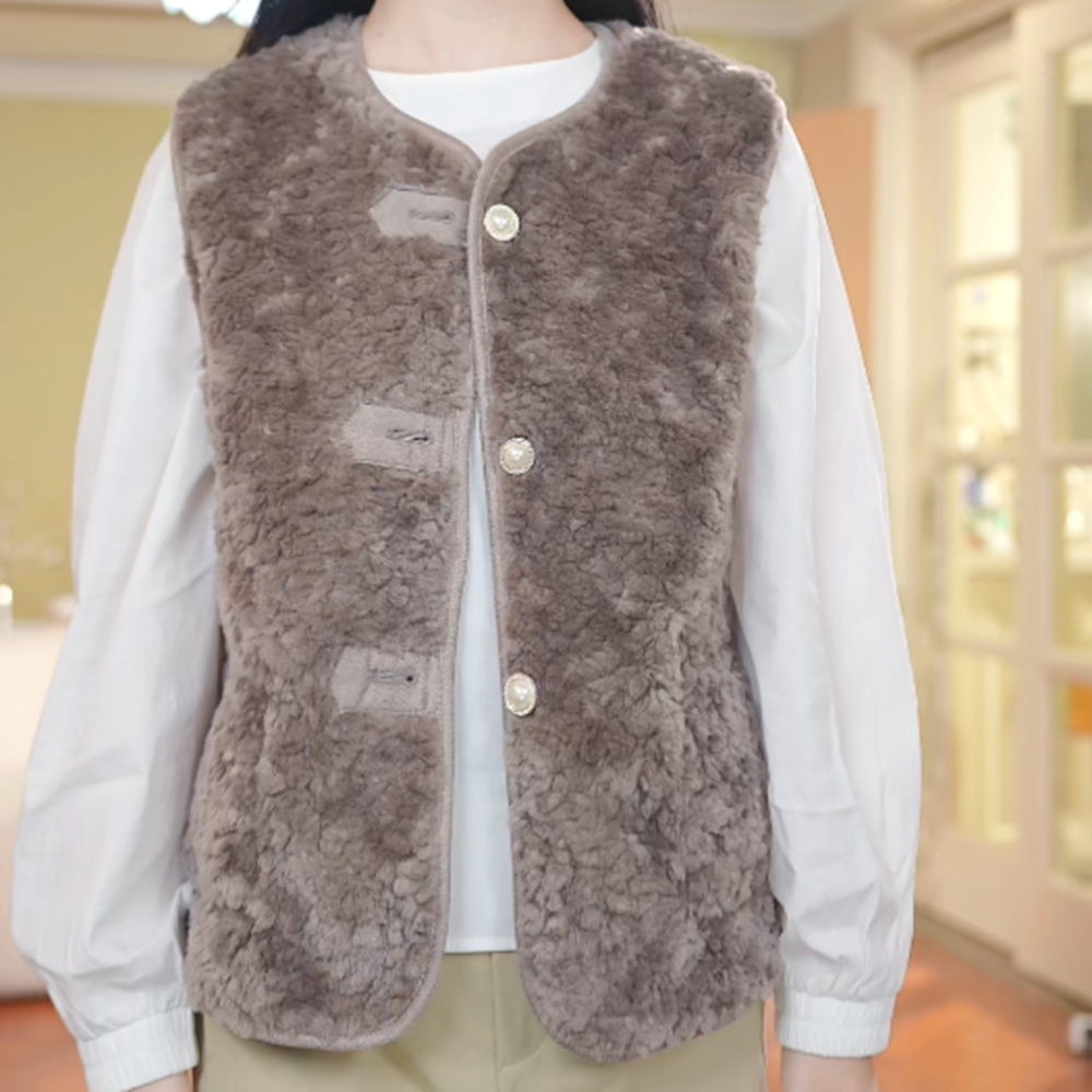 【最后48小时】老省钱自制新款女款二面穿毛绒口精致时尚马甲新