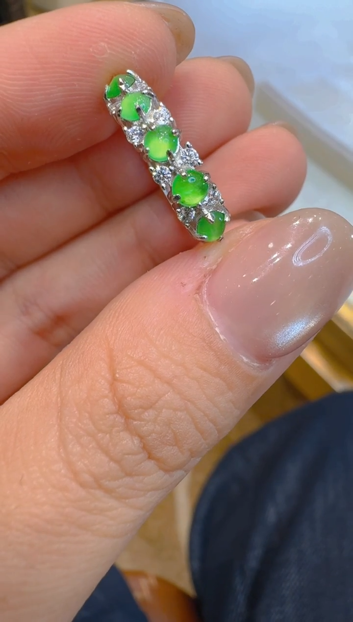 银S925镶嵌戒指翡翠多样性团购发一件