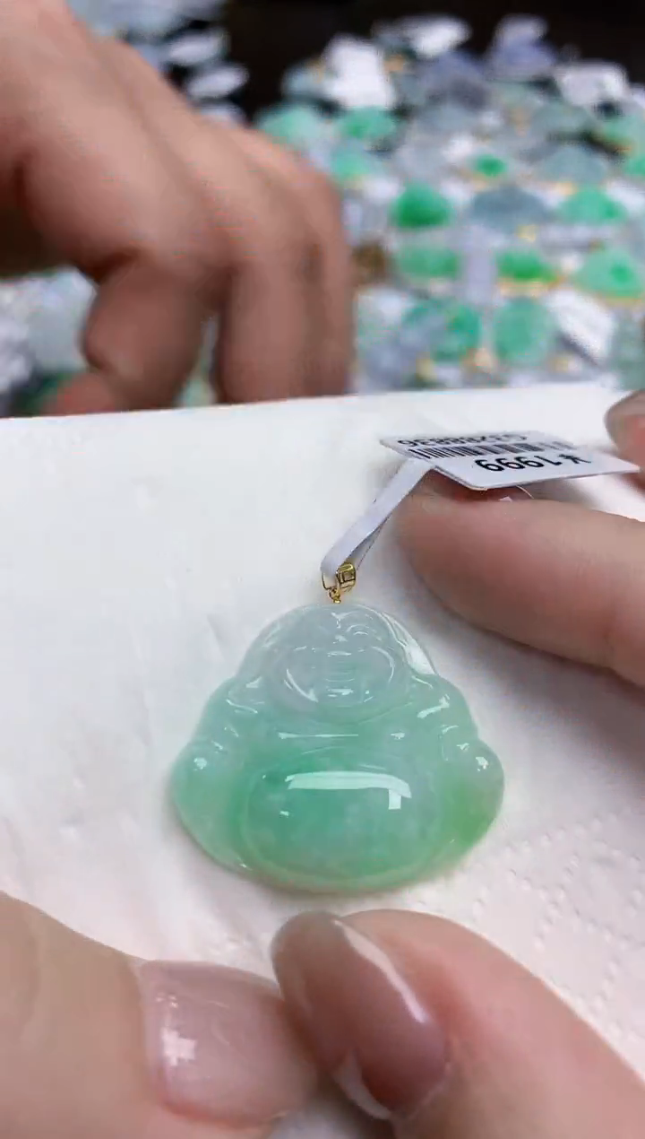 【闪购商品】翡翠颈饰18K金镶嵌天然缅甸翡翠A货