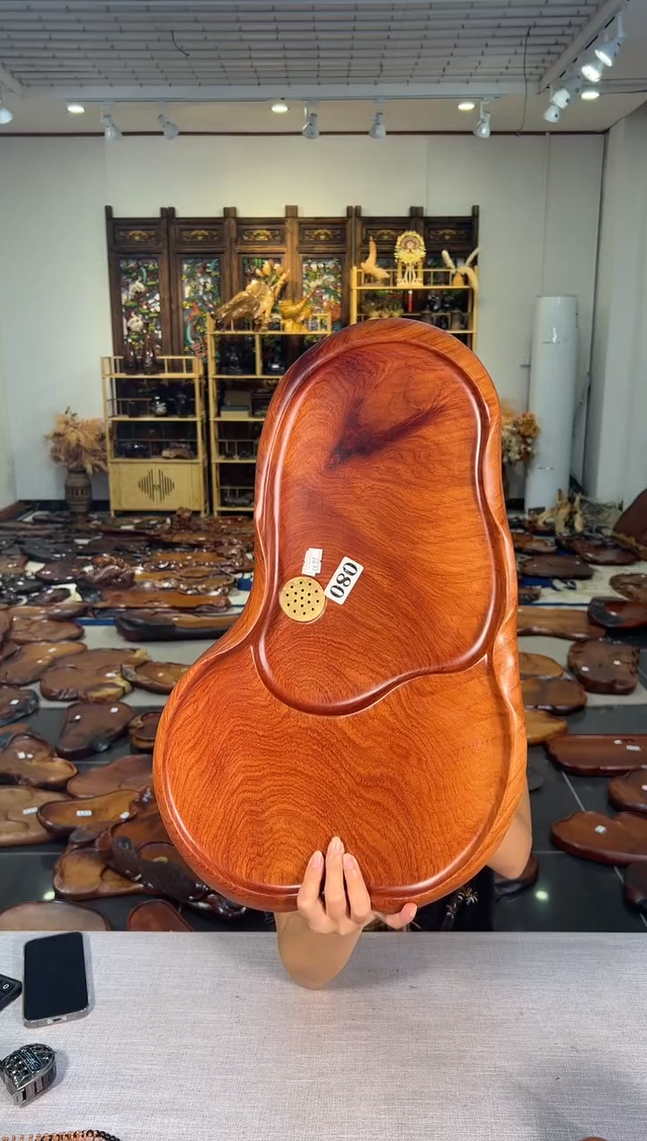 【闪购商品】大果紫檀（缅甸花梨）茶盘080