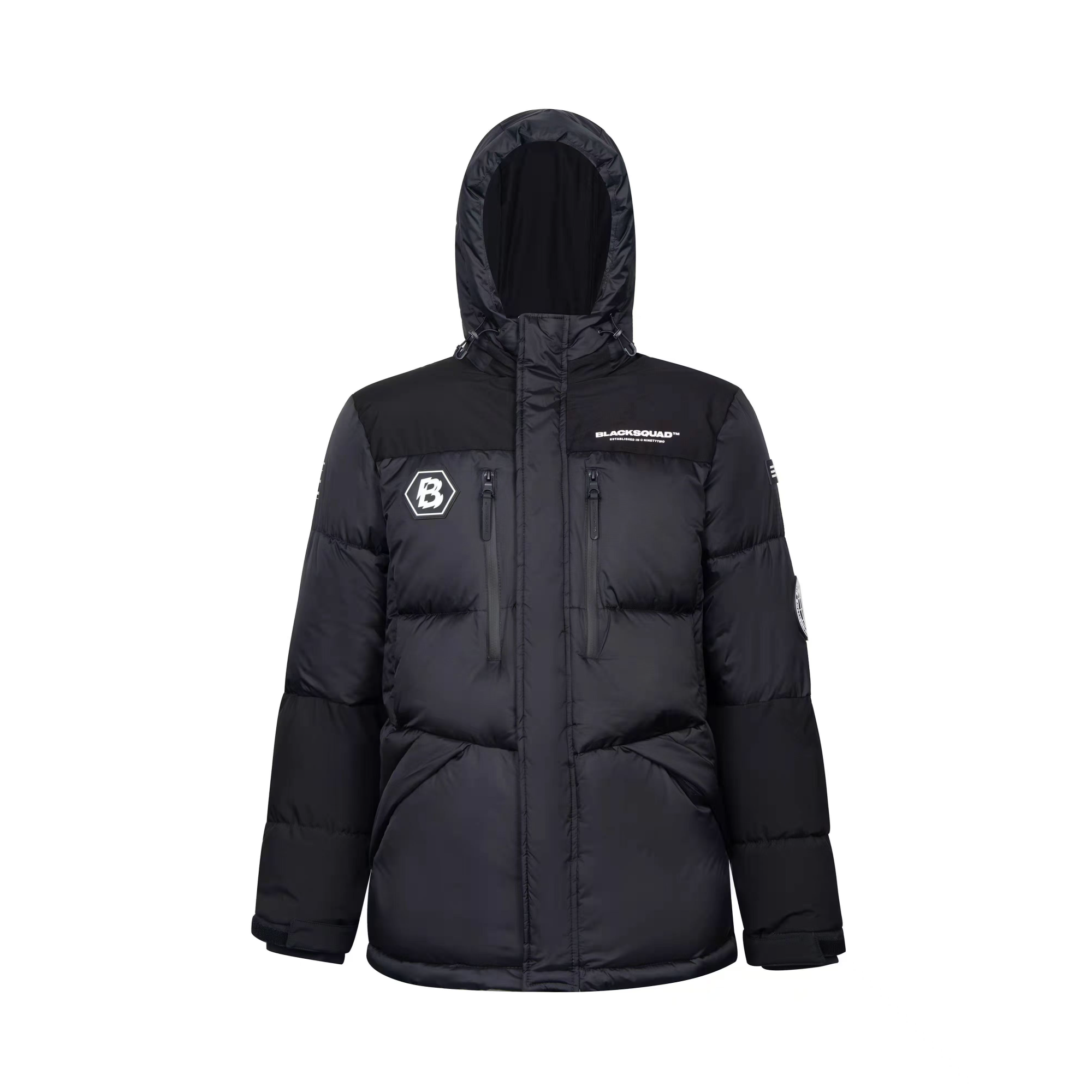 2025男士防风连帽中长款加厚保暖带帽冬季运动时尚休闲棉衣棉服