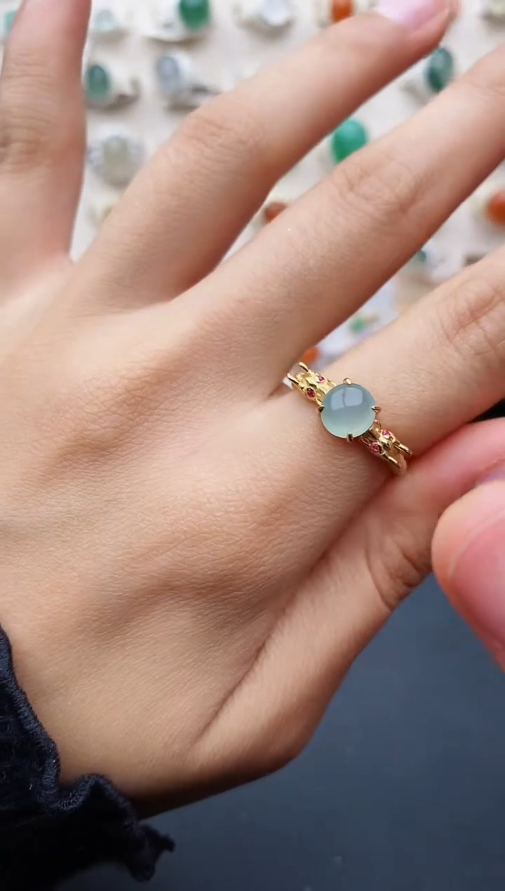 【闪购商品】翡翠戒指银S925镶嵌缅甸翡翠