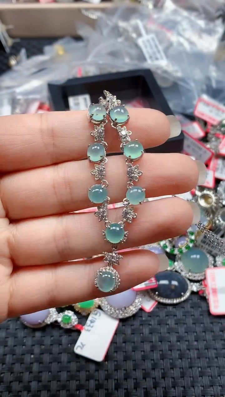 银S925镶嵌戒指翡翠天然A货缅甸翡翠