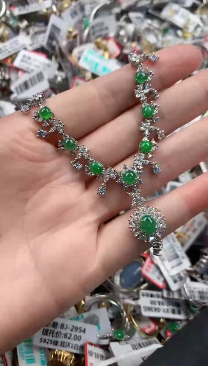 银S925镶嵌戒指翡翠888---6