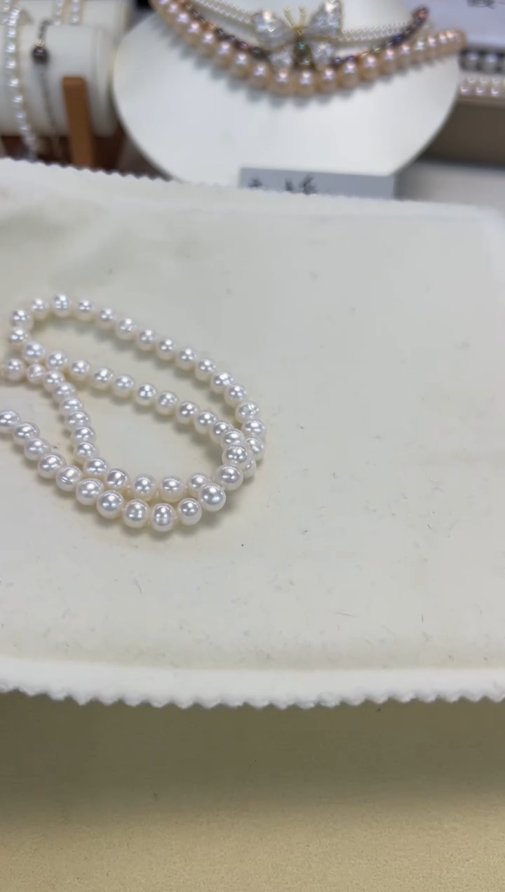 颈饰银S925镶嵌淡水珍珠6.5-7.5mm无核