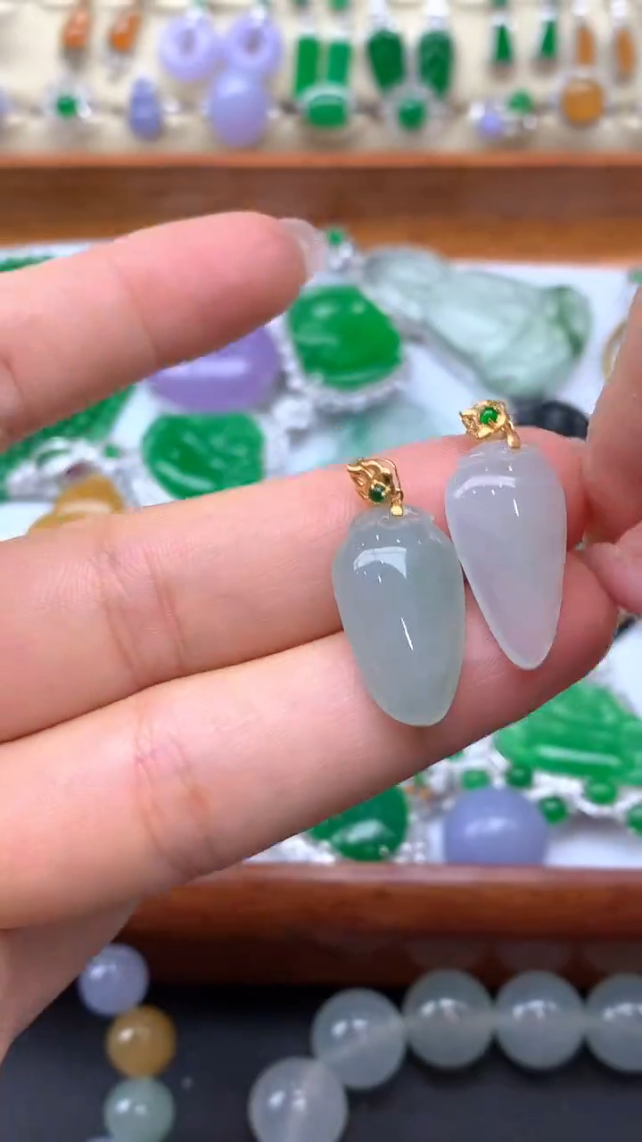 【闪购商品】翡翠耳饰18K金镶嵌41-天然翡翠