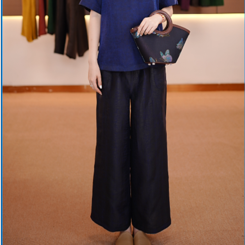 【岚龟】ZY100桑蚕丝香云纱典藏级蓝龟直筒裤A-CSGFR-4009