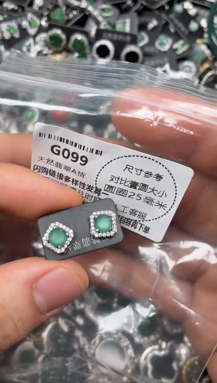 颈饰未镶嵌翡翠G099耳钉