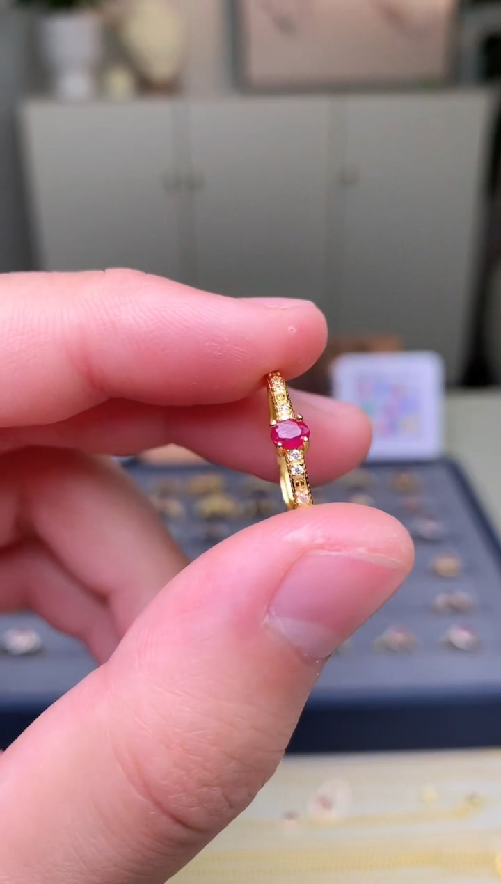 【闪购商品】红宝石戒指银S925镶嵌戒指
