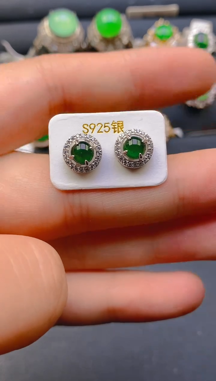 【闪购商品】翡翠戒指银S925镶嵌天然A货翡翠1