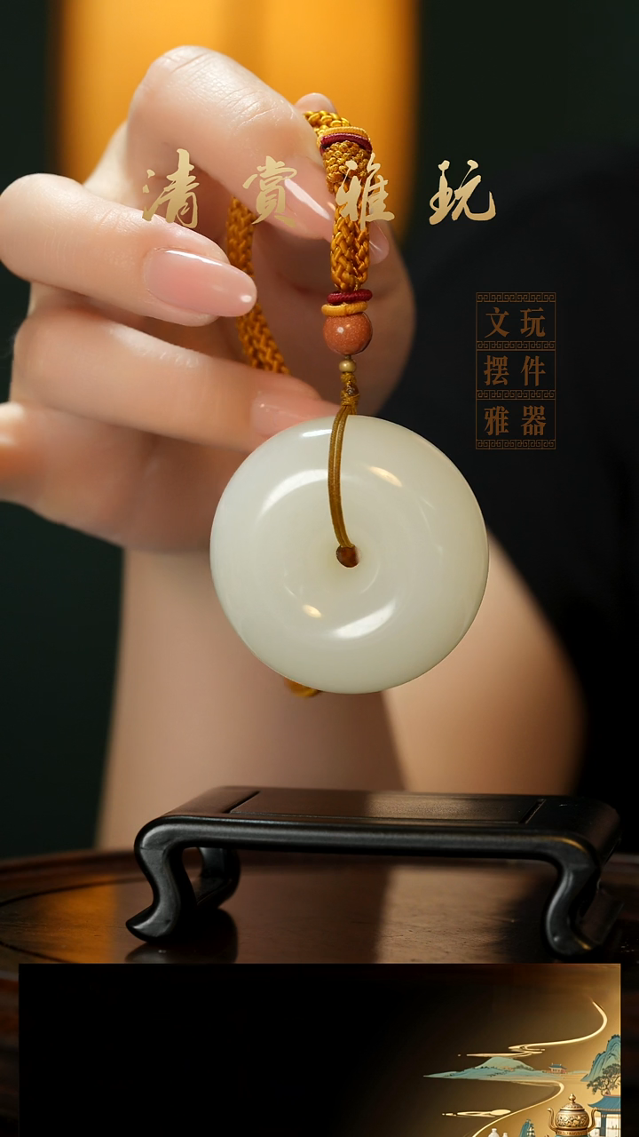 玉《平安扣》手把件摆件