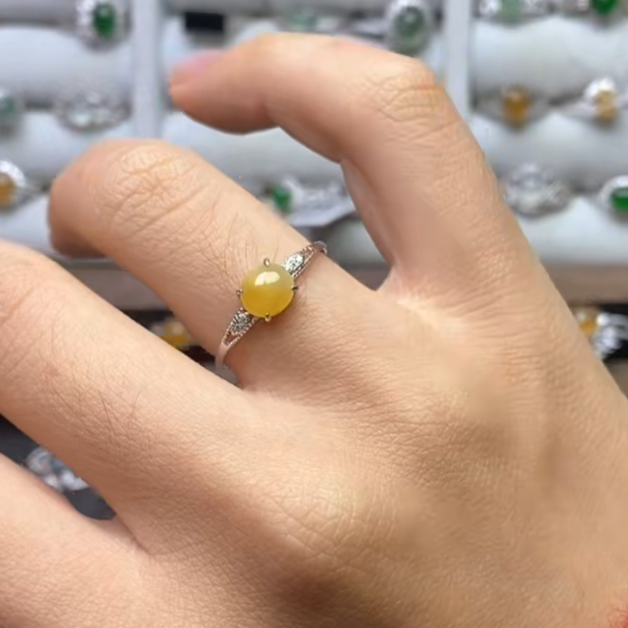 925银琉璃戒指 s925银戒指银镶嵌