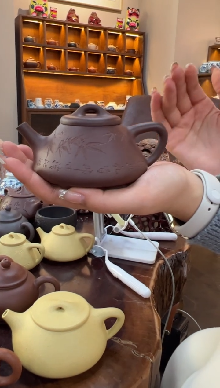 【闪购商品】紫砂茶壶【头哥手工壶】子冶石瓢底槽清刻绘