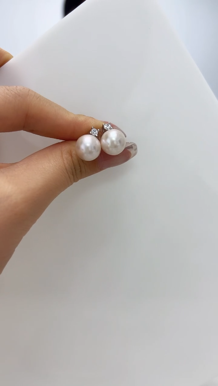 【闪购商品】淡水珍珠DA银S925镶嵌耳钉 B364