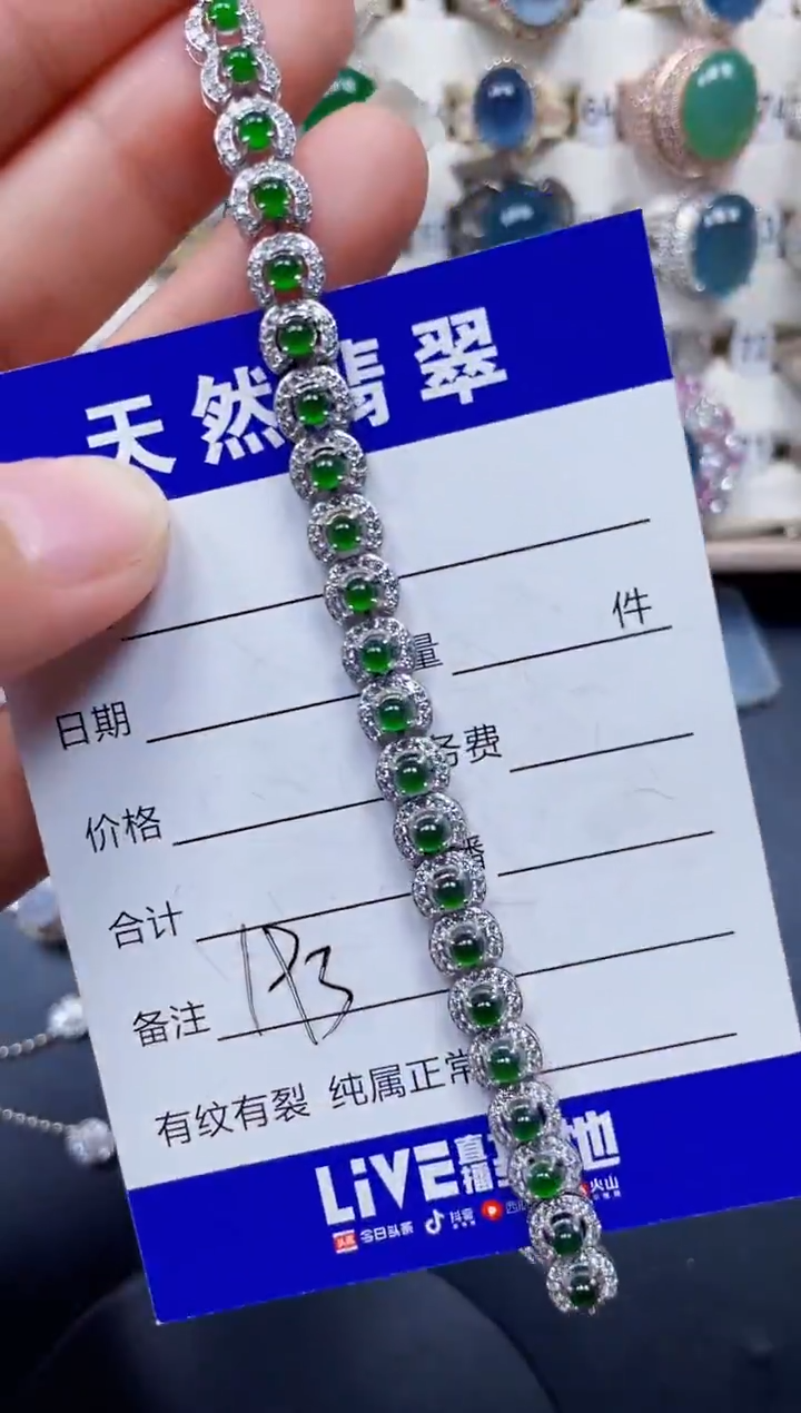 银S925镶嵌手链翡翠193