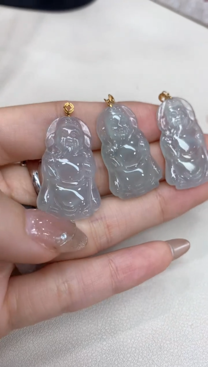 【闪购商品】翡翠吊坠(不含链)18K金镶嵌财神多样性发货1件