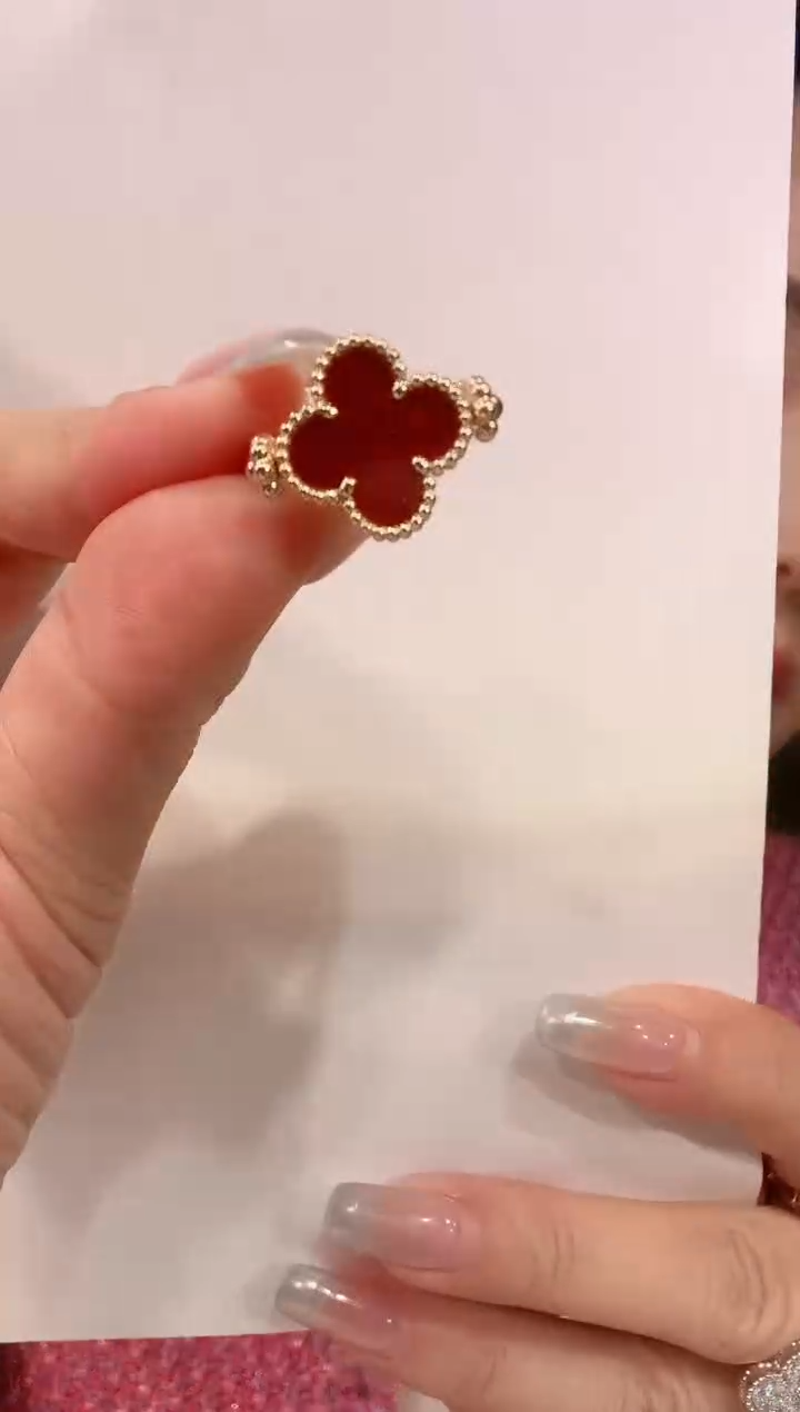 【闪购商品】玛瑙/玉髓戒指18K金镶嵌13#红色翻转