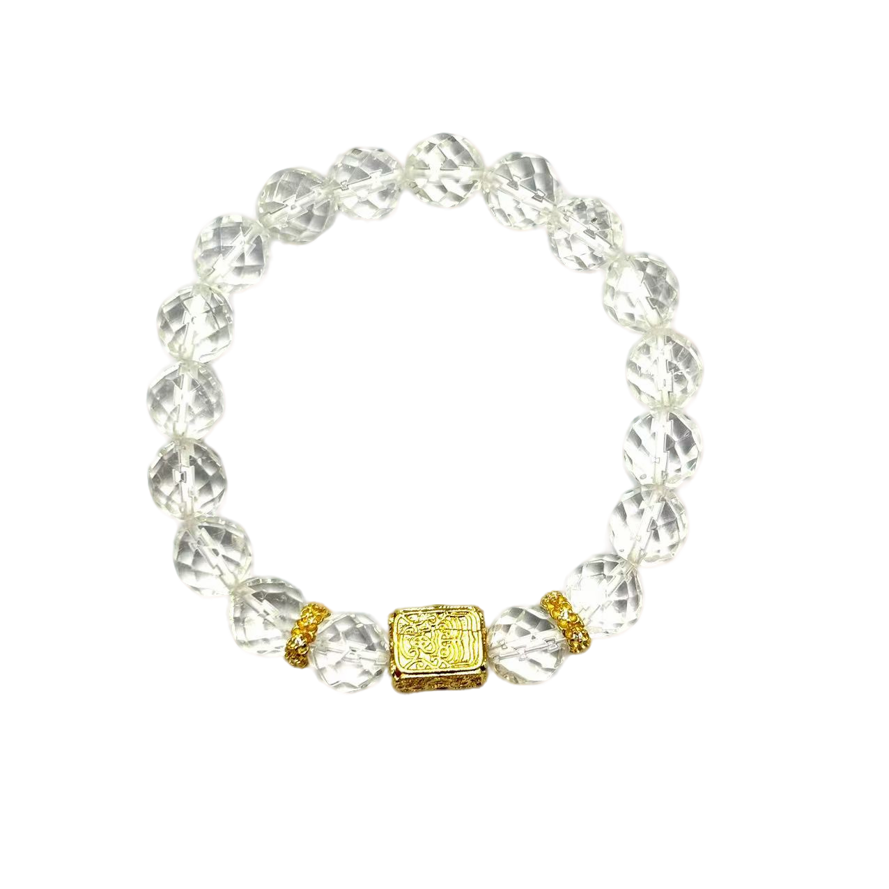 s1188-国风气质款蓝针白水晶切面圆珠手串-赠礼盒