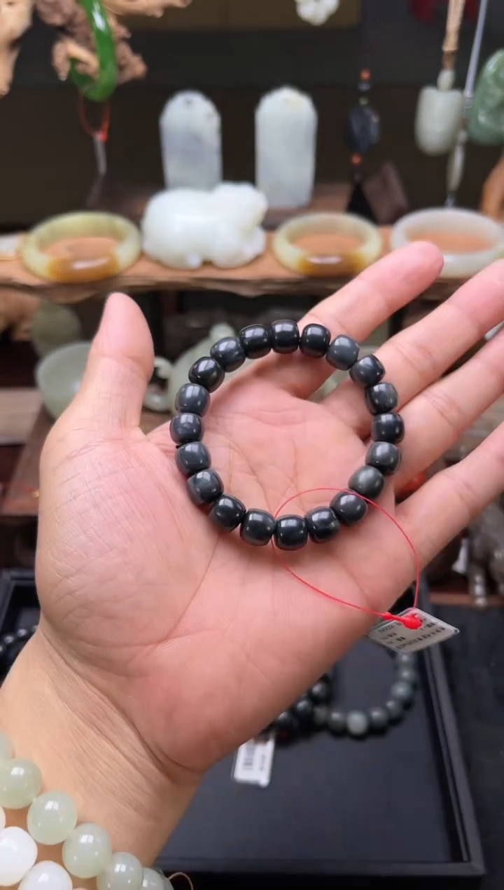 【闪购商品】和田玉手串未镶嵌卡10若羌毛毛矿青花老型822043