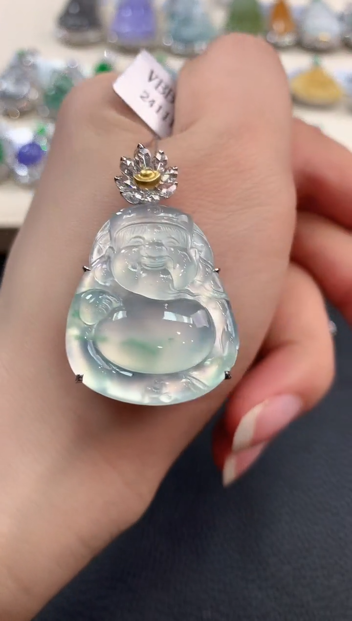 【闪购商品】翡翠吊坠(不含链)18K金镶嵌n80     