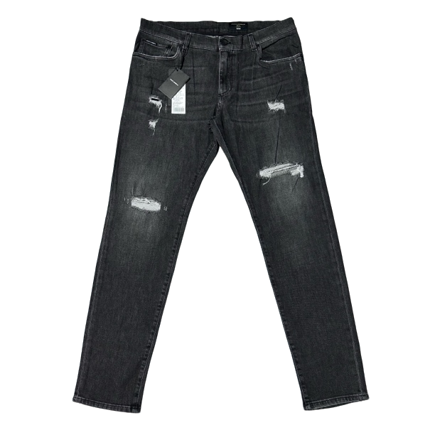 DOLCE&GABBANA杜嘉班纳纯灰黑破洞鉴真牛仔裤46508