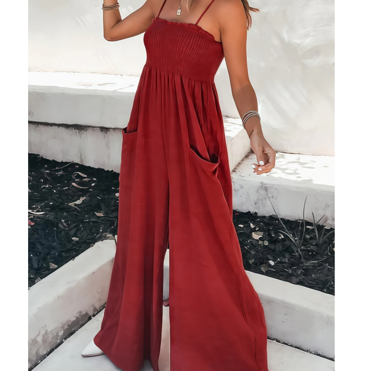 A36连体碎花裤夏季新品吊带显白收腰修身显瘦长法式气质女