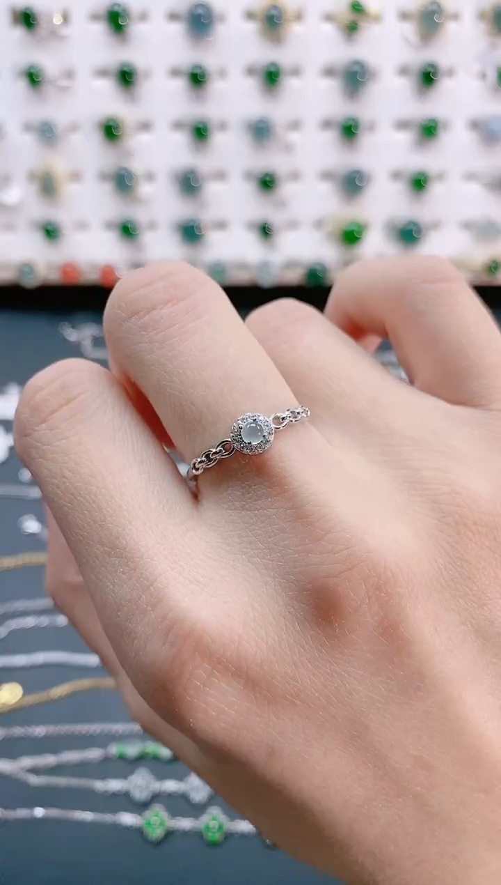 【闪购商品】翡翠戒指银S925镶嵌天然翡翠