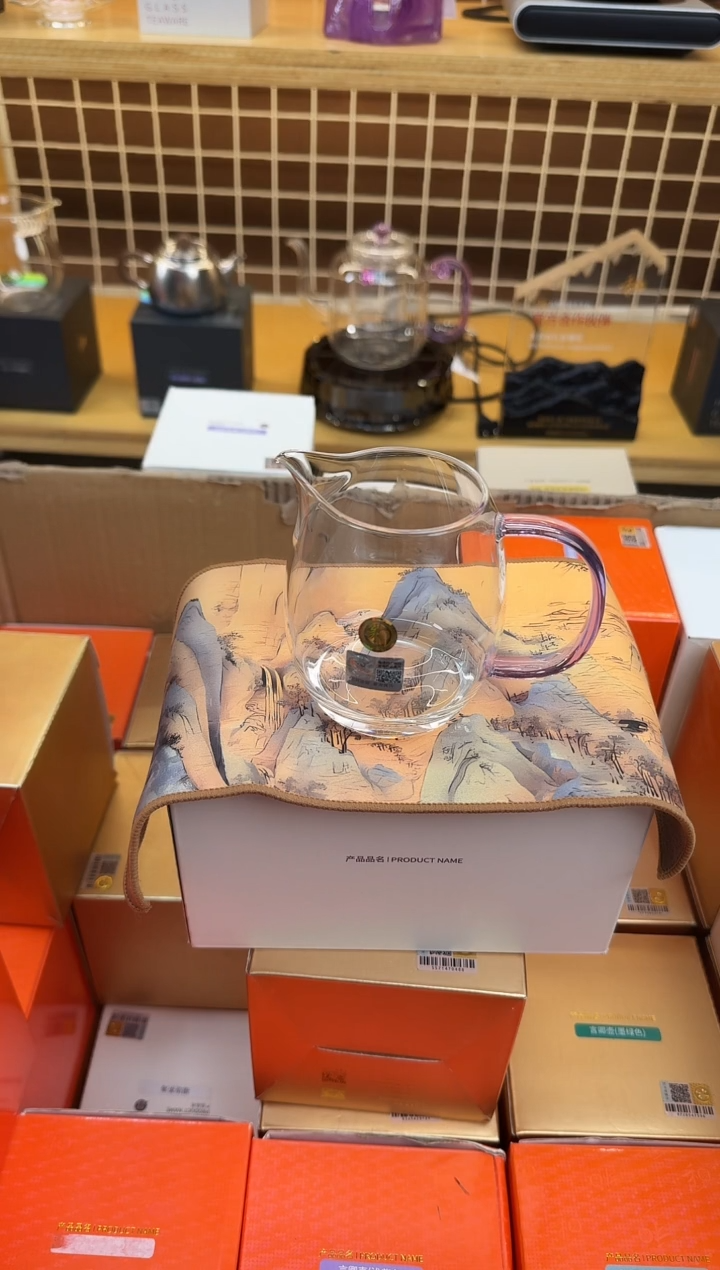 @@禾器晶彩澄然浅紫色+禾器茶巾千里江山