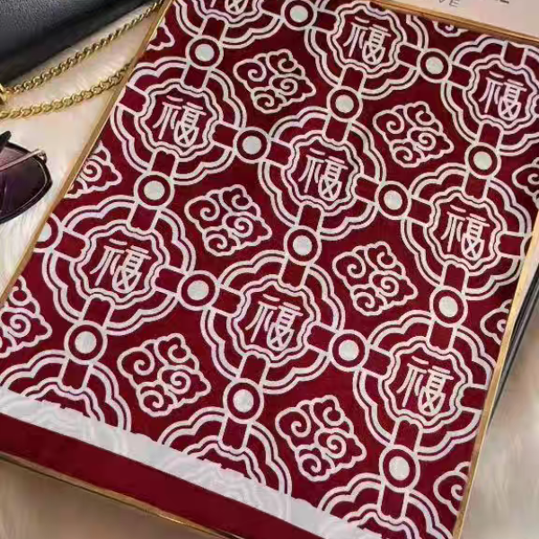 XY【祥云百福 70方巾】香云花萝老料女士丝巾洋气时尚百搭春秋围巾