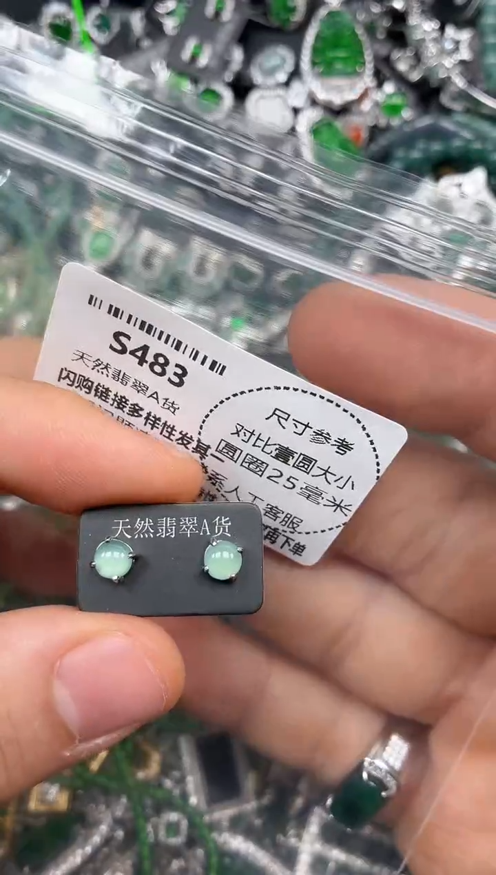 颈饰未镶嵌翡翠S483耳钉
