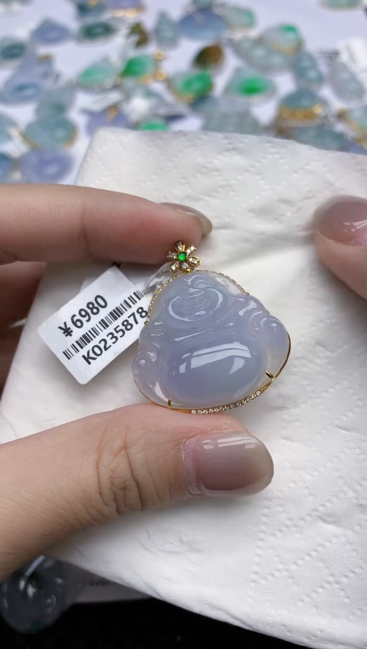 【闪购商品】翡翠颈饰18K金镶嵌天然翡翠A货