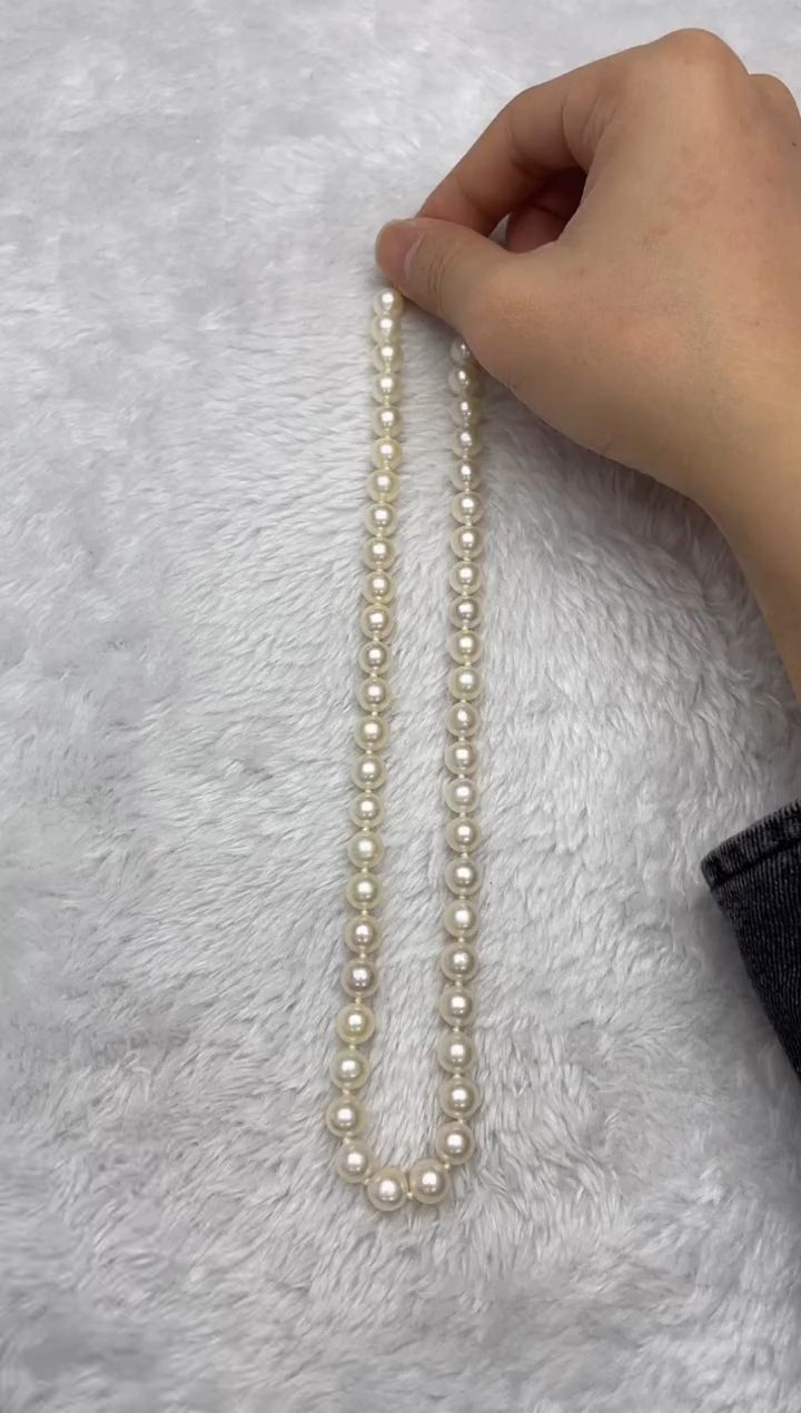 项链银S925镶嵌海水珍珠AK羽皇金8-8.5mm