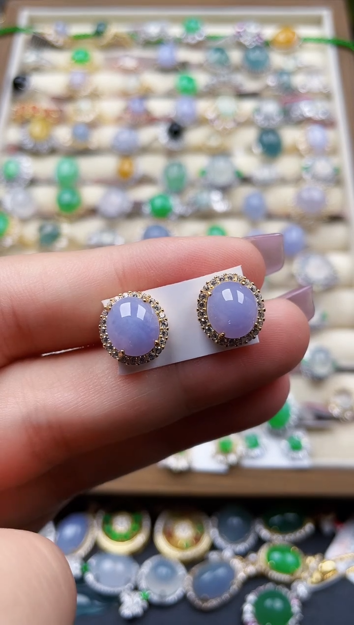 银S925镶嵌翡翠耳饰117