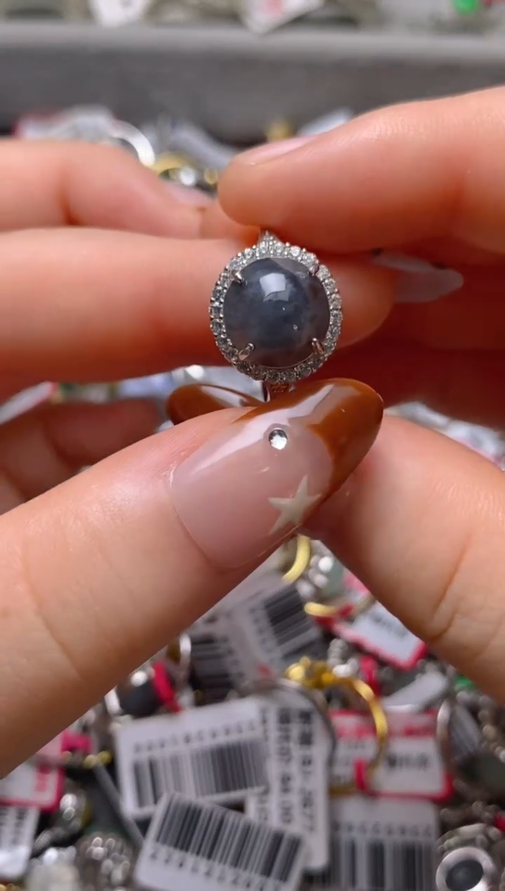 银S925镶嵌戒指翡翠百内无证书