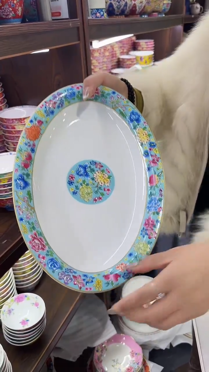 【闪购商品】瓷片鱼盘1个景德镇陶瓷【秦坊】