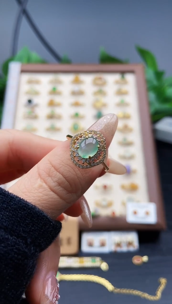 银S925镶嵌戒指翡翠12