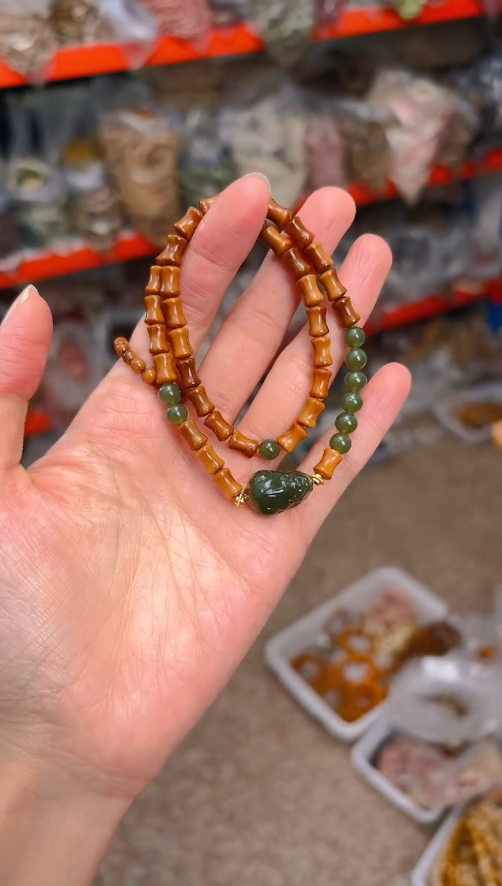 吊坠库克竹节双圈 貔貅