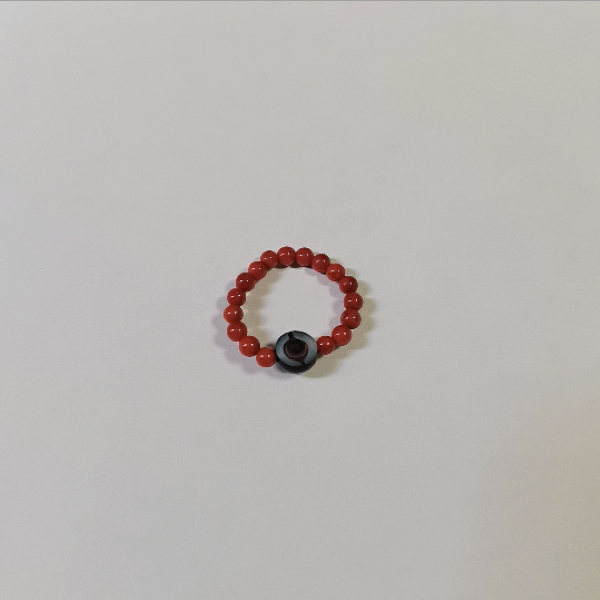 【卓美】南红黑天圆戒指/个ZJD-237