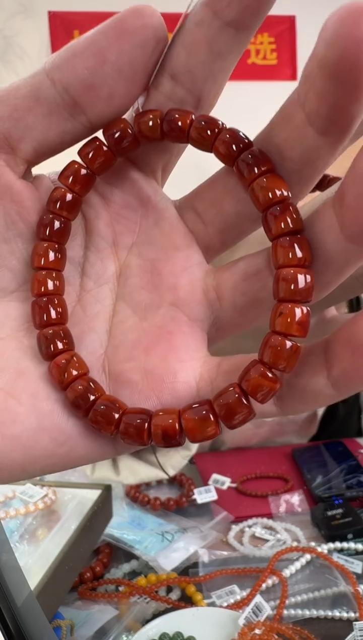 未镶嵌手串南红玛瑙约8-8.5mm南红玛瑙直切桶珠单圈