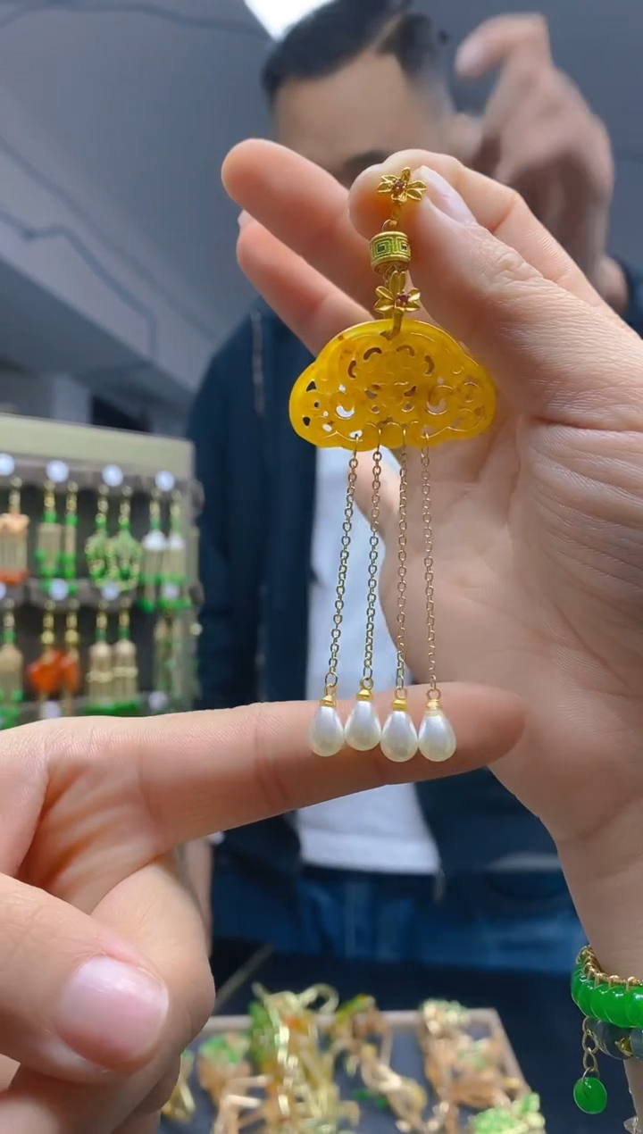 【闪购商品】翡翠耳饰合金0175翡翠压襟