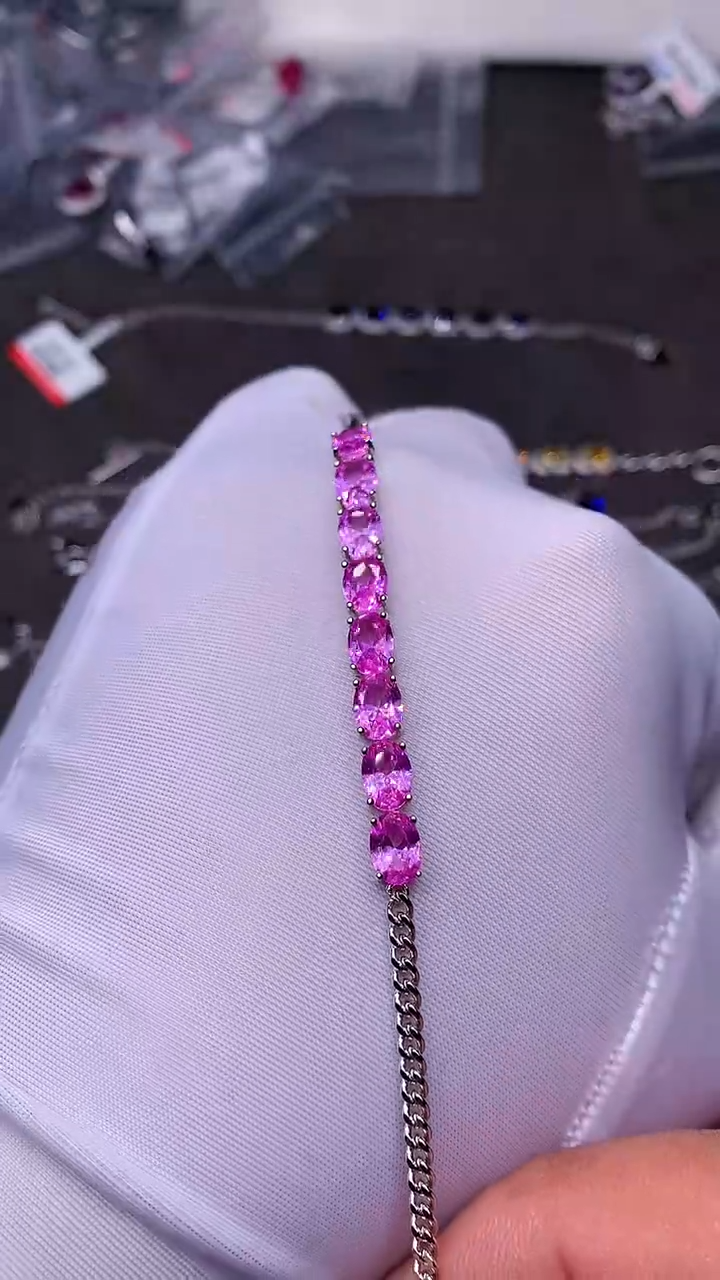 【闪购商品】彩色蓝宝石手链银S925镶嵌.....